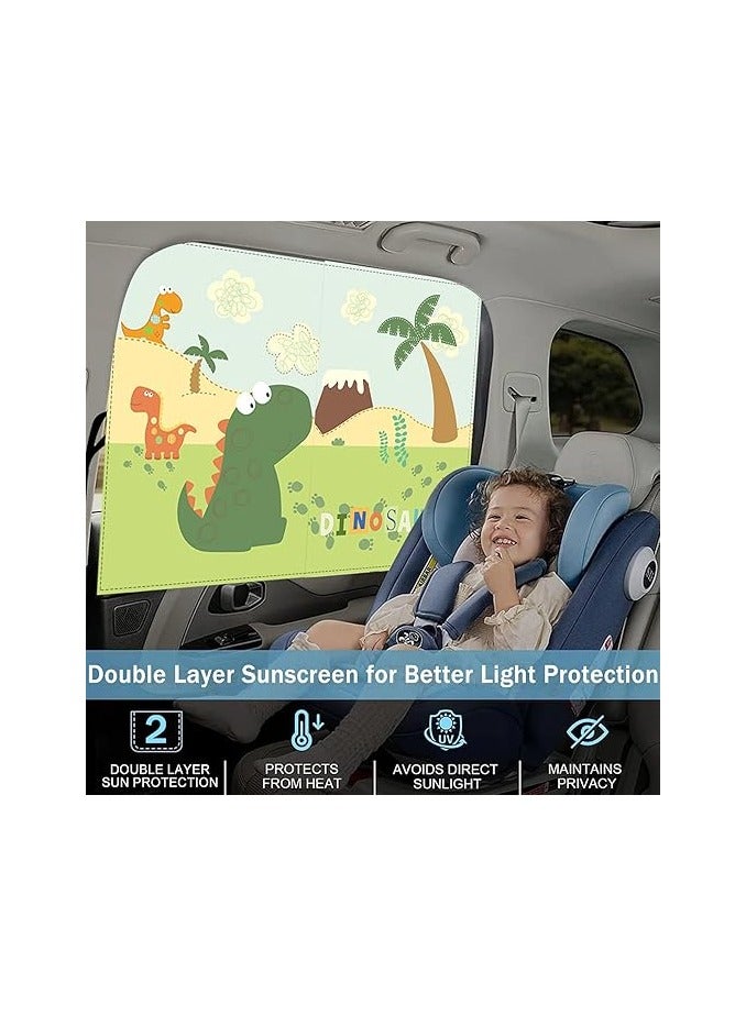 Car Window Sunshades, 2-Piece Set Side Window Privacy Protection Full/Partial Shade Options Cute Dinosaur Design - Image 5